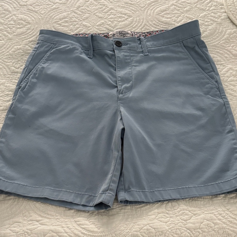Original Penguin Light Blue Flat Front Shorts